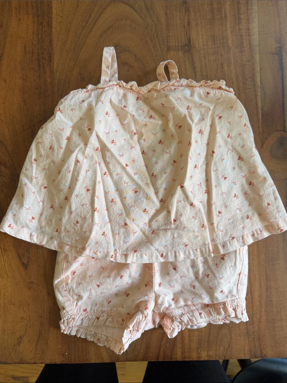 Janie and Jack Soft Peach Floral Sleeveless Top & Shorts